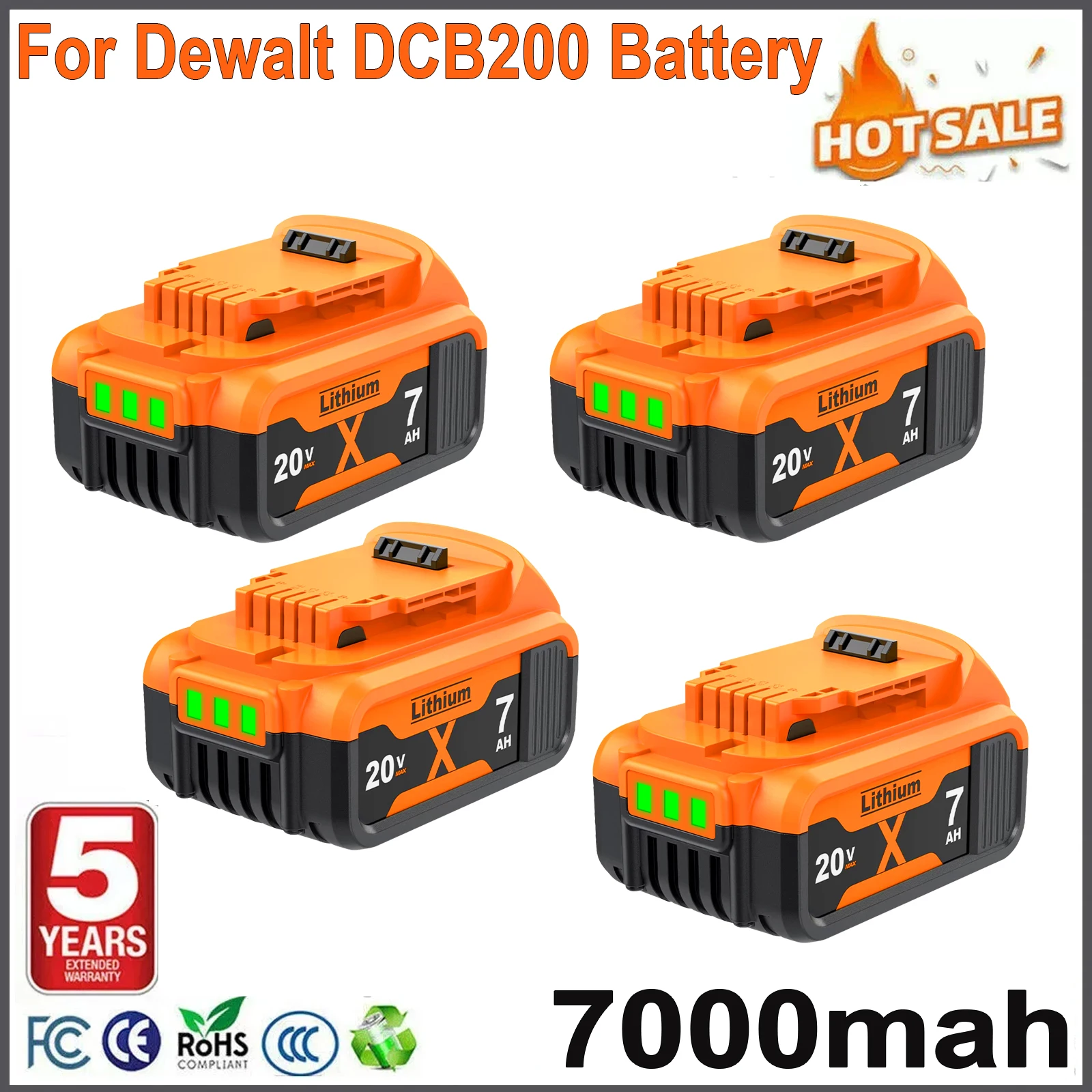 Bonacell DCB200 Zamiennik Baterii Do Dewalt DCB205 DCB606 DCB609 DCB182 DCB206 DCB209 7000mAh Wysokiej Pojemności 20V Bateria Do Elektronarzędzi