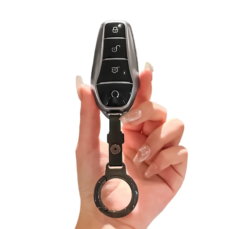 For BYD Tang DM-i DMP EV Key Case Cover Bag 2022-2024, TPU Soft Car Key Fob Shell for Glory Edition, Keychain, BYD Accessories