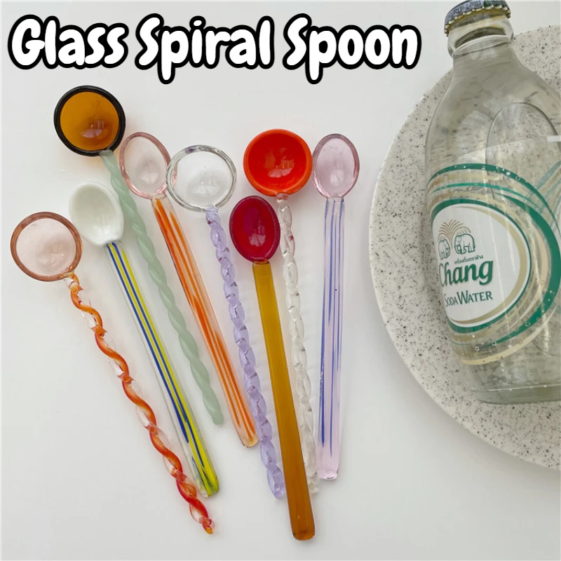 Original Sweet Crystal Candy Dessert Spoon Home Stained Glass Spiral Spoon Milk Stirring Spoon Coffee Spoon Kitchen Dropshipping