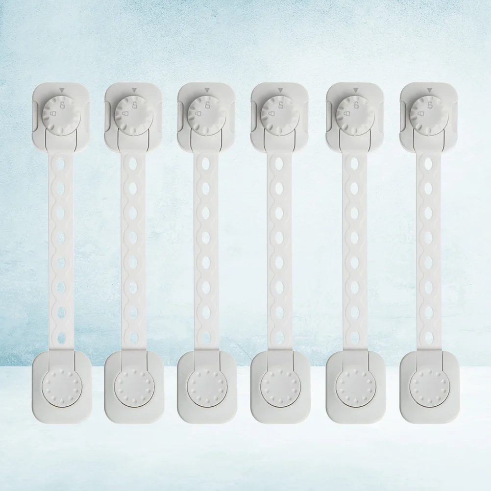 6 قطع أقفال أمان للأطفال قابلة للتعديل، أقفال حزام مقاومة للأطفال متعددة الأغراض لخزانة الخزانة ودرج الثلاجة ومضادة للأصابع