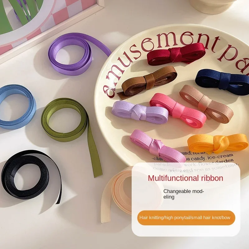 

Красочные плетеные ленты для волос, повязки на голову, женские банты, шелковые резинки для волос, держатели для хвоста, аксессуары для волос, 2 м