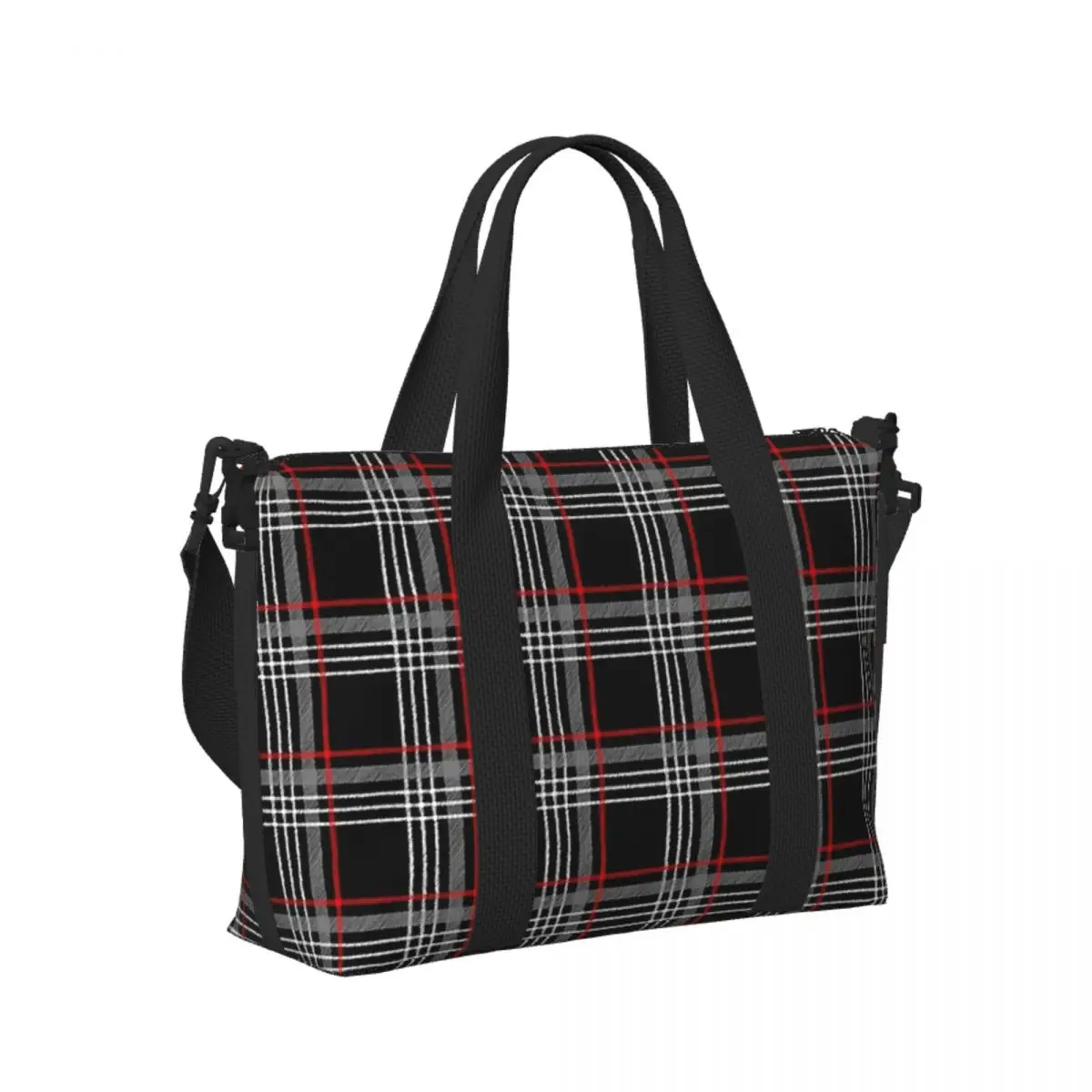 

Custom GTi Tartan Beach Travel Bag Large Capacity Tote Bags for Gym Yoga Women Shopping Duffle Shoulder Bag