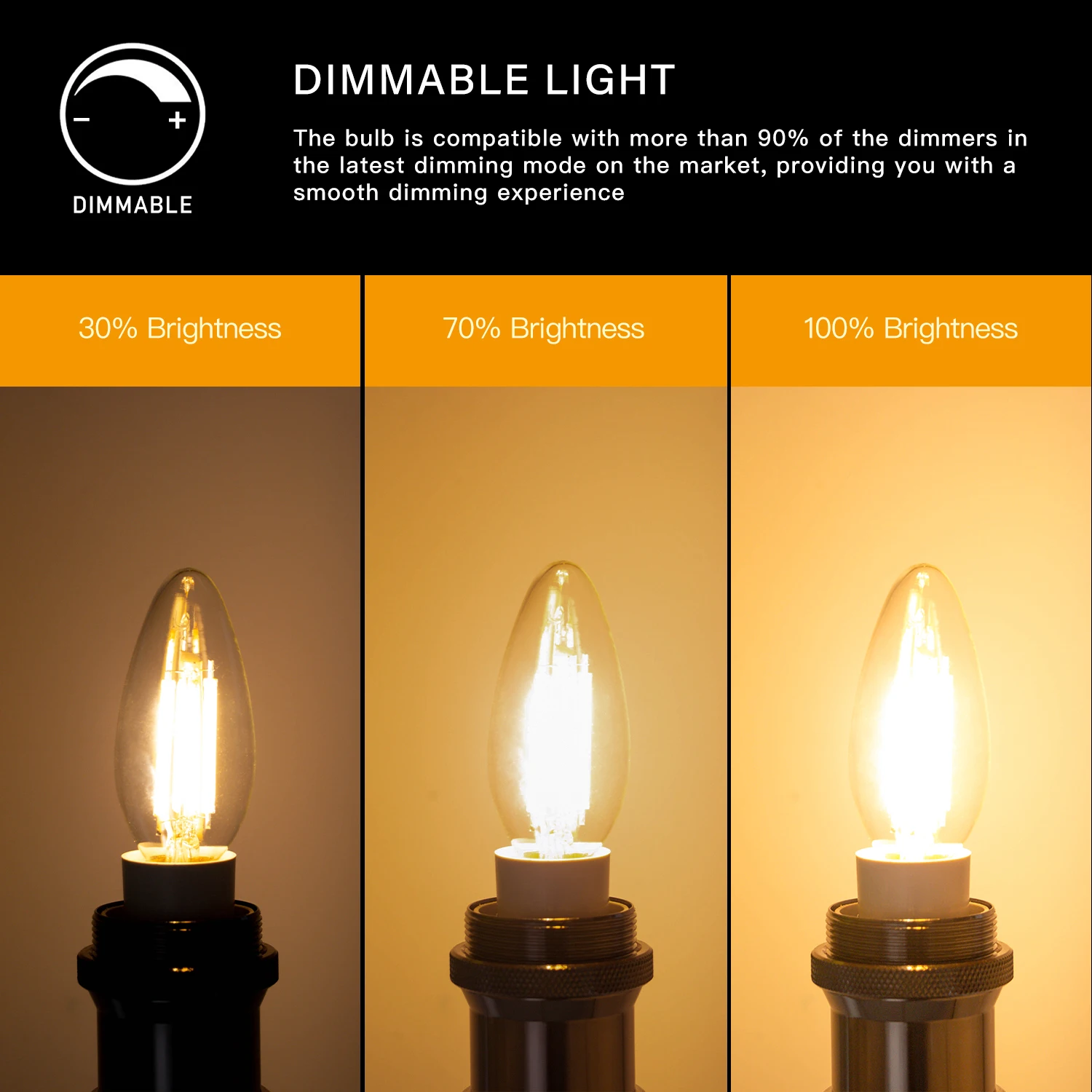 Vintage Candle Light Bulb C35 B22 Dimmable Led Filament Bulb 6.5W High Lumens 806lm No Flicker Chandelier Candelabra Flame Lamps