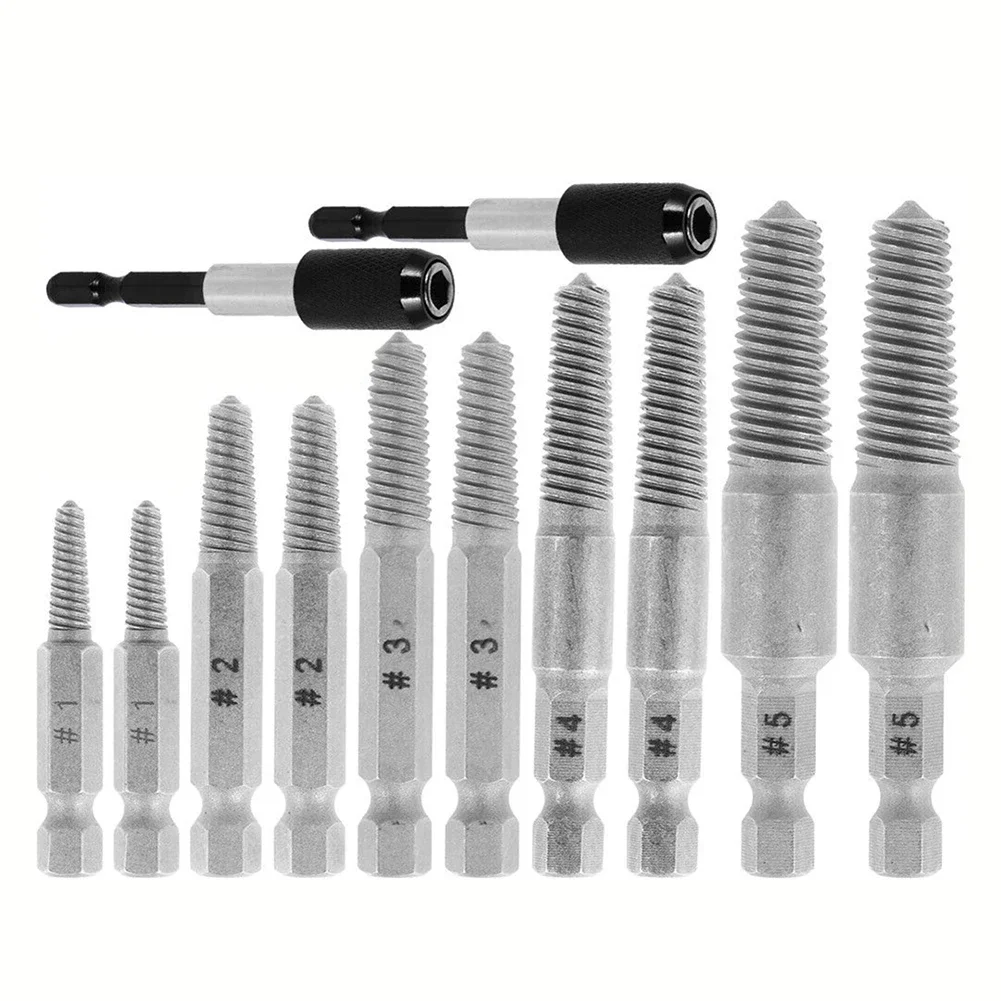 

12pcs Hex Screw Extractors Broken Damaged Screw Extractor Broken Bolt Remover Durable Easy Out Remover Center Drill Damaged Bolt