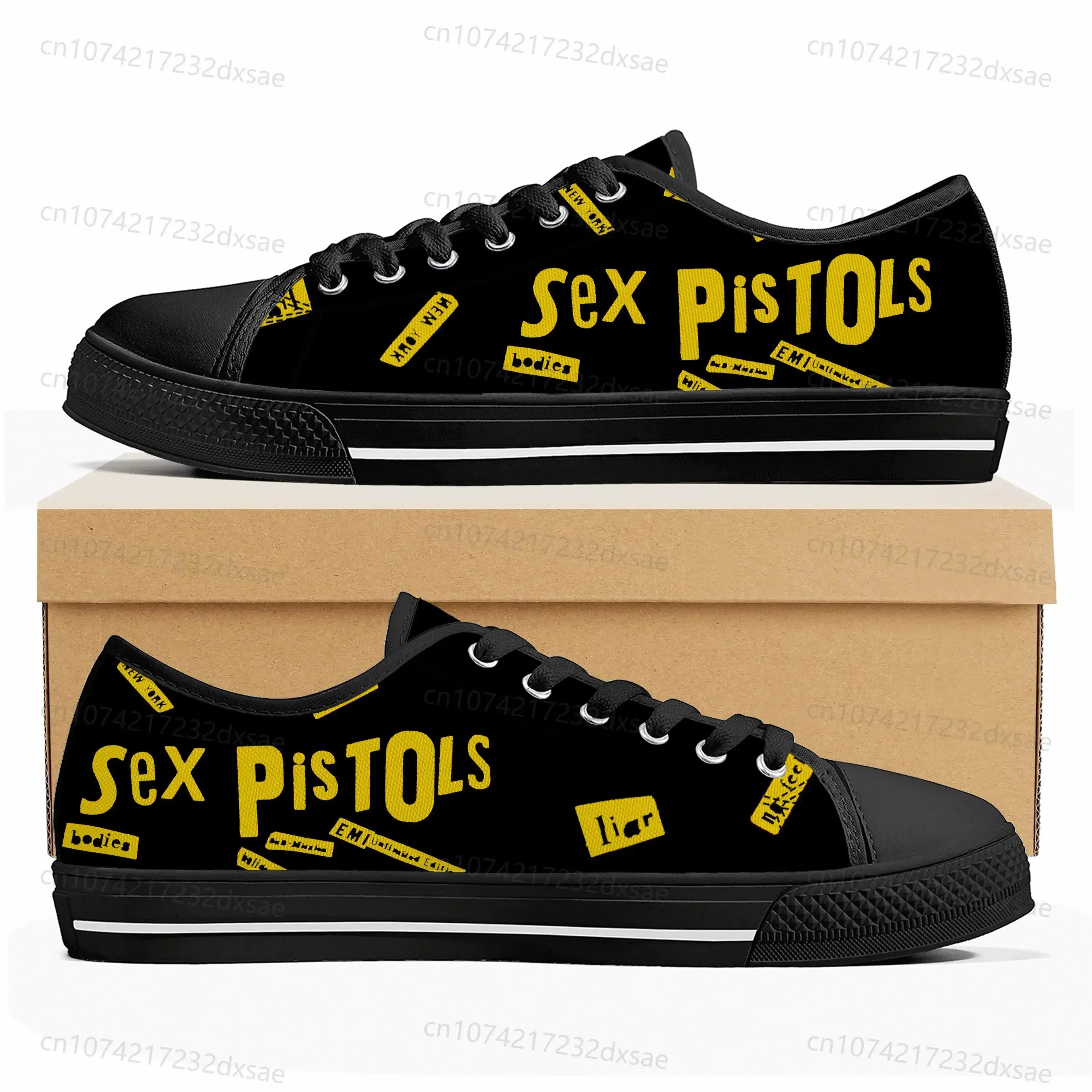 Sex Pistols-Baskets basses Punk Rock Band pour hommes et femmes, chaussures en toile pour adolescents, chaussures de couple décontractées, chaussures personnalisées, haute qualité