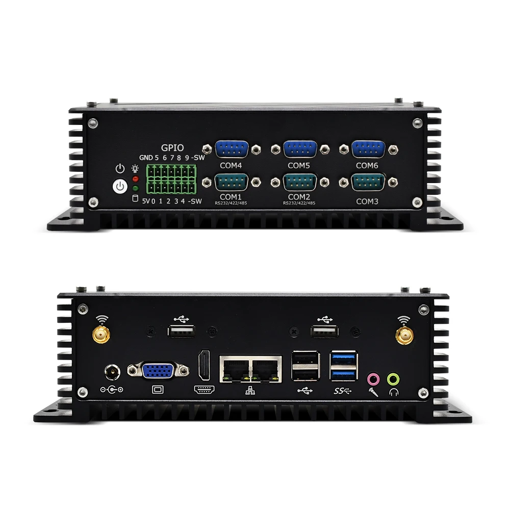 TOPTON Fanless Industrial Mini PC Desktop Computer Cele ron J1900 3965U Core i3 7167U 6 * COM Thin Client