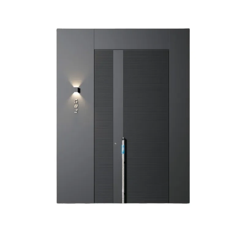 Cast Aluminum Armored Entry Door with Fingerprint Lock Anti Theft Villa Home Security Copper Finish Custom Color Single Leaf