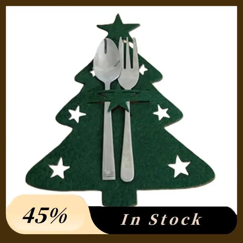 

A60Z Top 100PCS Organizer Table Decor Knife And Fork Holder Cutlery Bag Christmaselk Xmas Tree Pocket