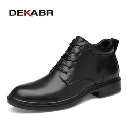 DEKABR Warm Verhoog Laarzen Lederen Mannen Laarzen Hoge Kwaliteit Herfst Snowboots Mannen Waterdichte Soft Leather Ankle Schoenen