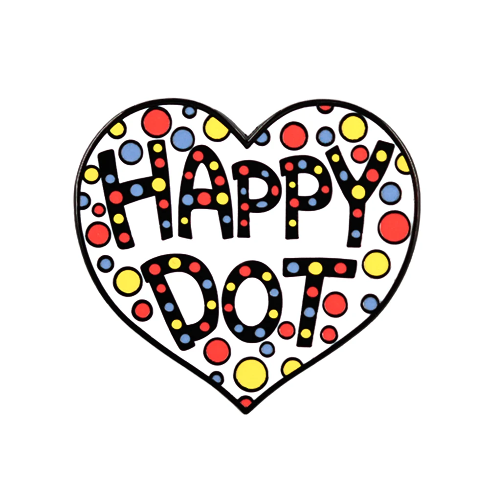 Happy Dot Herz Emaille-Pin Bunte Polka-Brosche Niedliche Lustige Anstecknadel aus der Singapur-Online-Umfrage-Gemeinschaft Geschenk für Dot-Day-Liebhaber – Detail 1