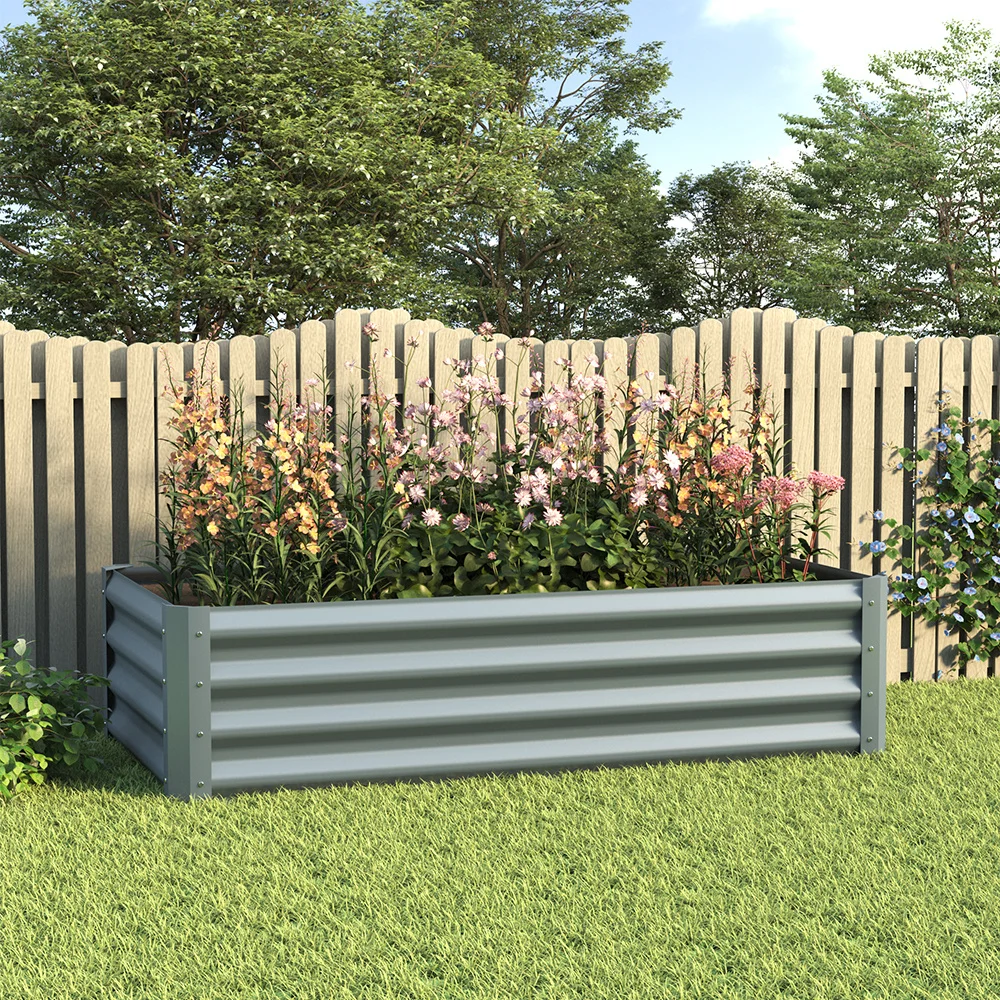 120cm W Outdoor Galvanized Steel Garden Bed