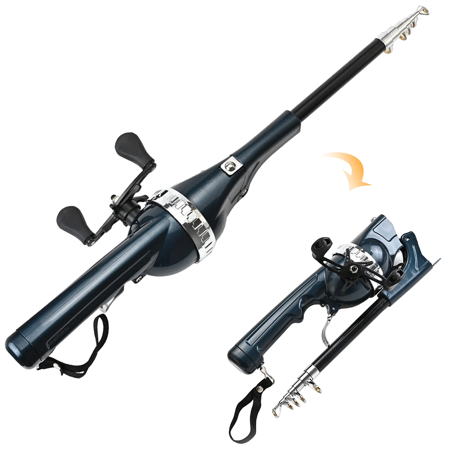 

FREE FISHER 1.31m Portable Folded Fishing Rod Reel Casting Sea Fishing Telescopic Pole Integrated Spinning Drum Wheel Combos