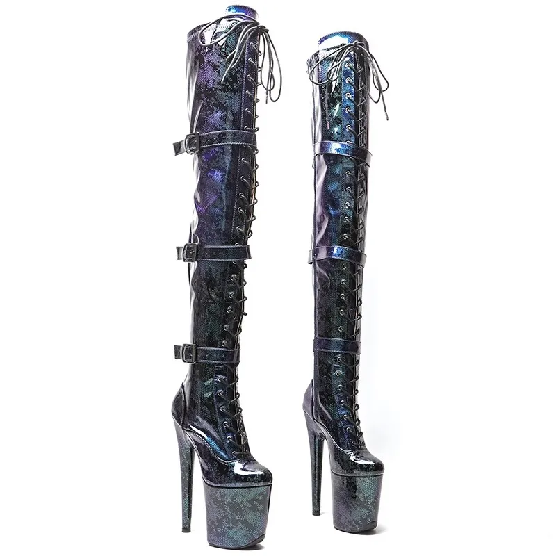 

Lace Up Sexy Model Shows PU Upper 20CM/8Inch Women's Platform Party High Heels Shoes Pole Dance Boots 576