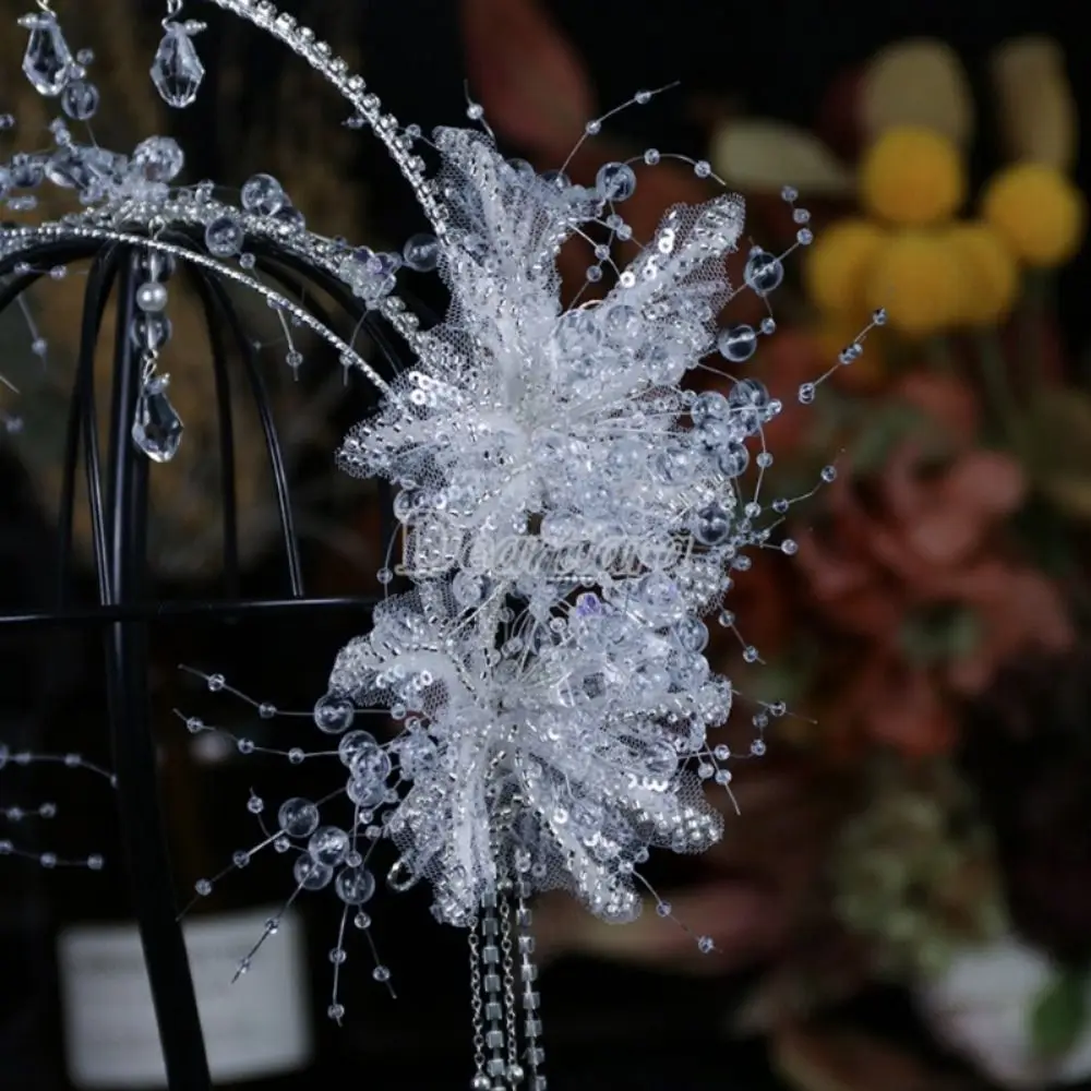 Mahkota Kristal Pengantin Peri Anting Kristal Berkilau Tiara Jepit Rambut Kristal Berkilau Manik-Manik Jernih Ikat Kepala Berhias Berlian Imitasi Ulang Tahun