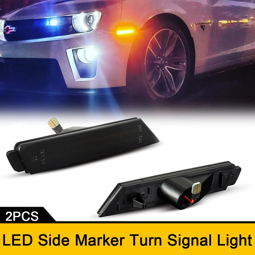 

2x For Chevrolet Camaro 2010-2015 Front Fender Side Marker LED Indicator Lights Turn Signal Stop Lamp No Error