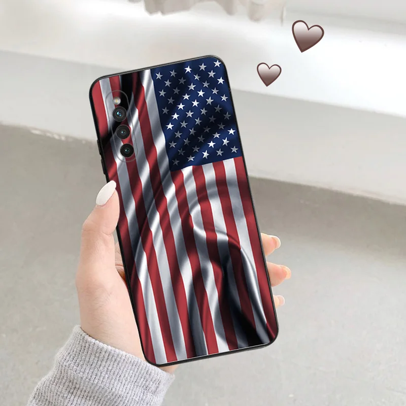 Phone Case for Samsung Galaxy A31 A32 A33 A34 A51 A52 A53 A54 A71 A52S A72 A73 4G 5G United States Flag Shell Black Cases Cover