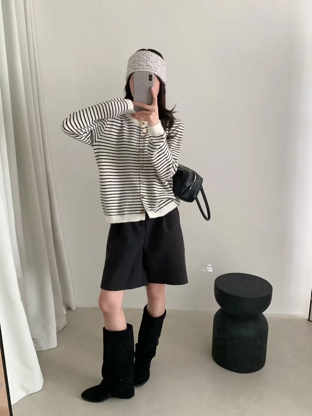 

Dongdaegong Egg вязаный свитер для похудения, полосатый открытый кардиган, простой длинный све, женская модная верхняя одежда, топ