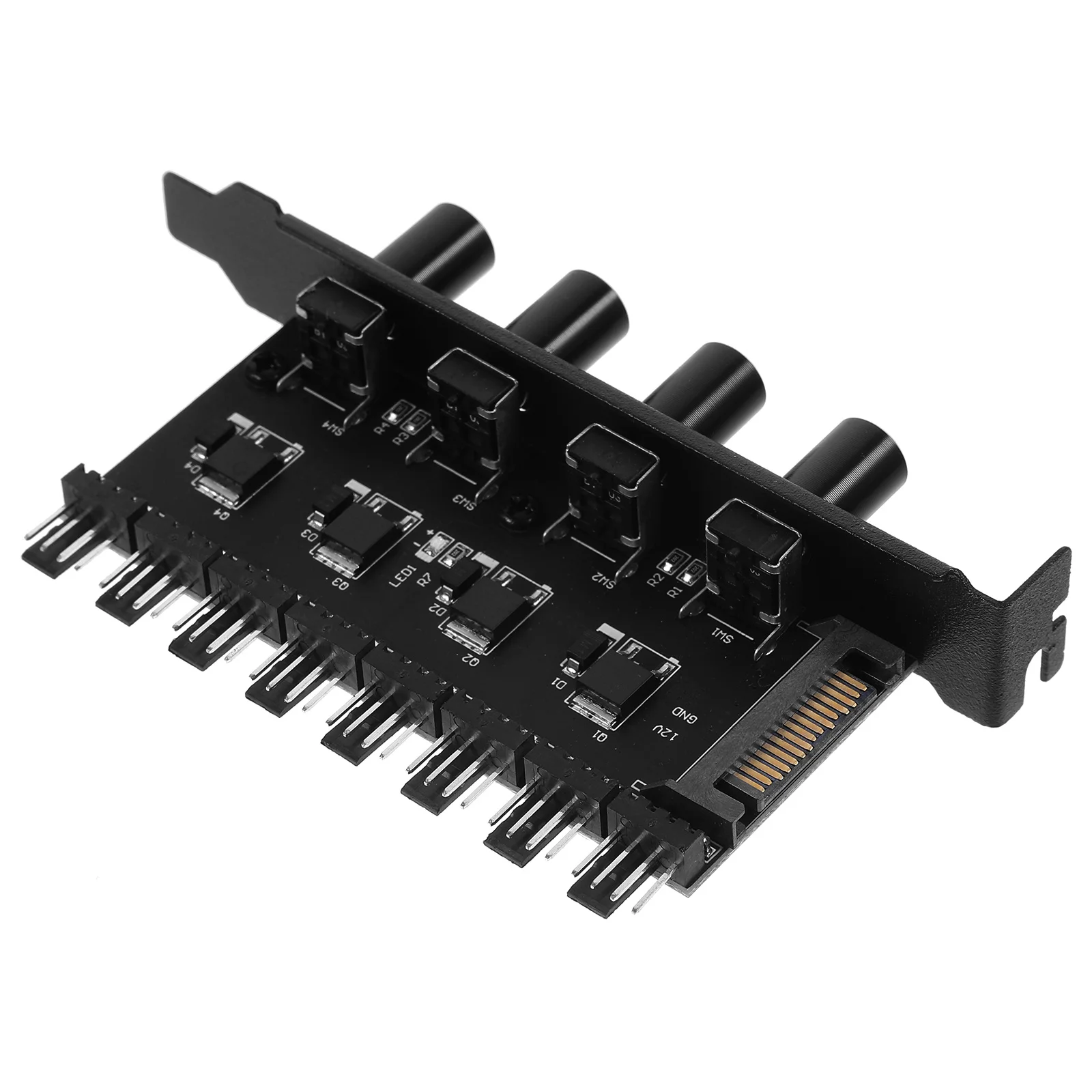 

Powered Pc Fan Controller Hub with Adjustable Speed Control Knobs for Computer Case Cooling Fan Hub Splitter Multiple Fans