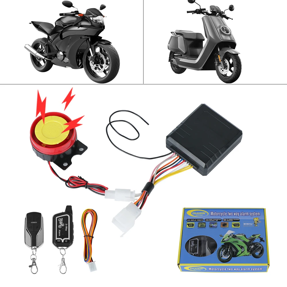 12v motocicleta 2 vias sistema de alarme com controlador segurança aviso alerta proteção bicicleta elétrica moto acessórios