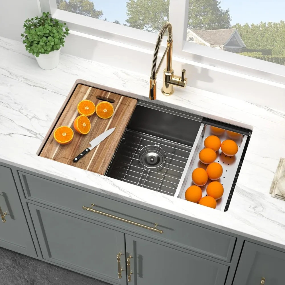 Black Undermount Kitchen Sink - Undermount Kitchen Sink Workstation Black Stainless Steel Sink Handmade Single Bowl Kitchen