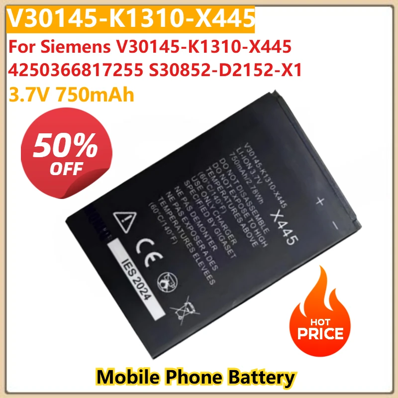

3.7V 750mAh Replacement Mobile Phone Battery X445 V30145-K1310-X445 for Siemens V30145-K1310-X445 4250366817255 S30852-D2152-X1
