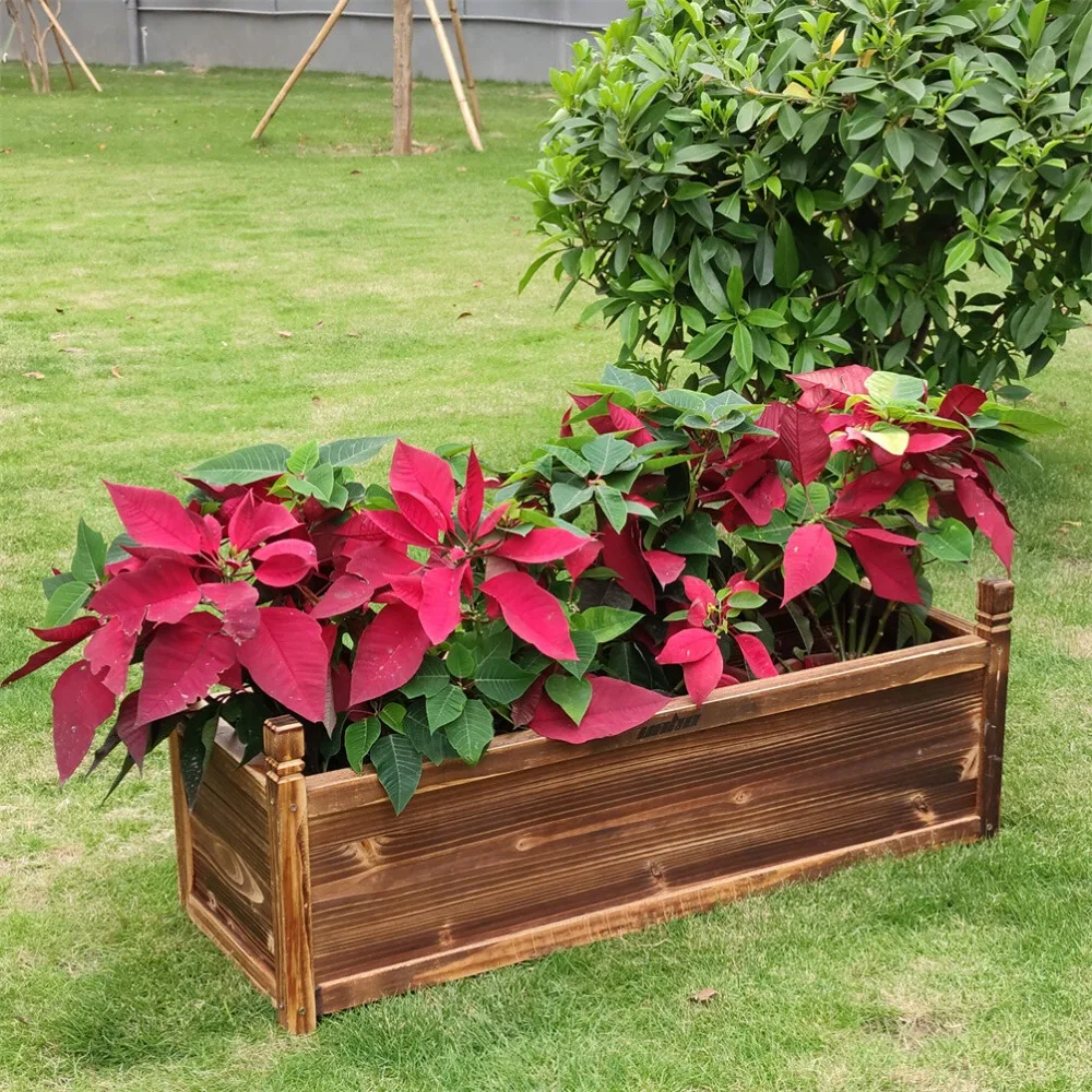 

12” 24" 36" Wood Planter Box Raised Garden Bed Large Flowers Herbs Vegetable Box