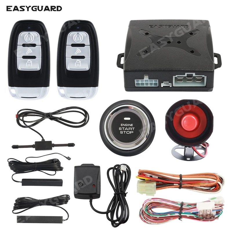 EASYGUARD alarm car system with auto lock unlock keyless entry shock sensor starter push button start auto central lock