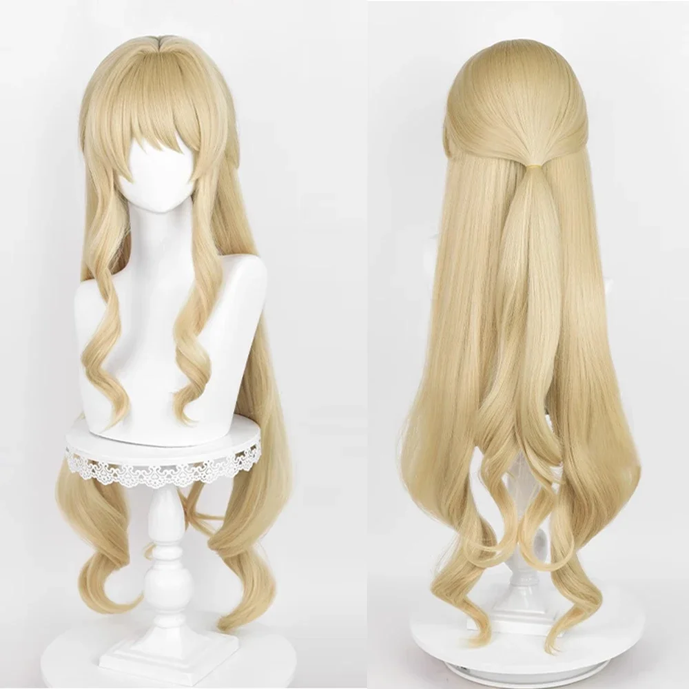 

Genshin Impact Navia Wig Synthetic Long Wavy Blonde Fluffy Game Cosplay Women Hair Heat Resistant Wig For Party