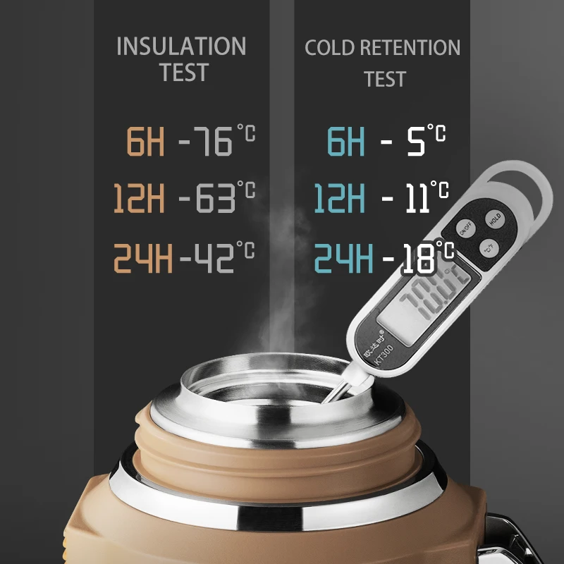 TKK 2000ml SUS-316 Large Capacity Stainless Steel Thermos Portable Vacuum Flask Insulated Tumbler with Rope Thermo Bottle