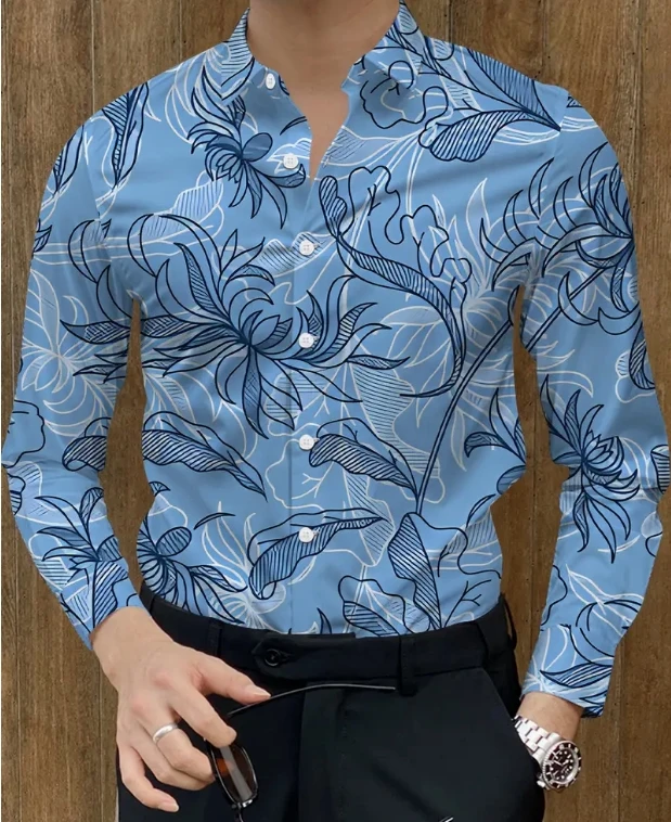 Men's Shirts 3D Print Modern Geometric Long Sleeve shirts Casual Lapel full sleeved Business shirt for Men Oversized clothing,