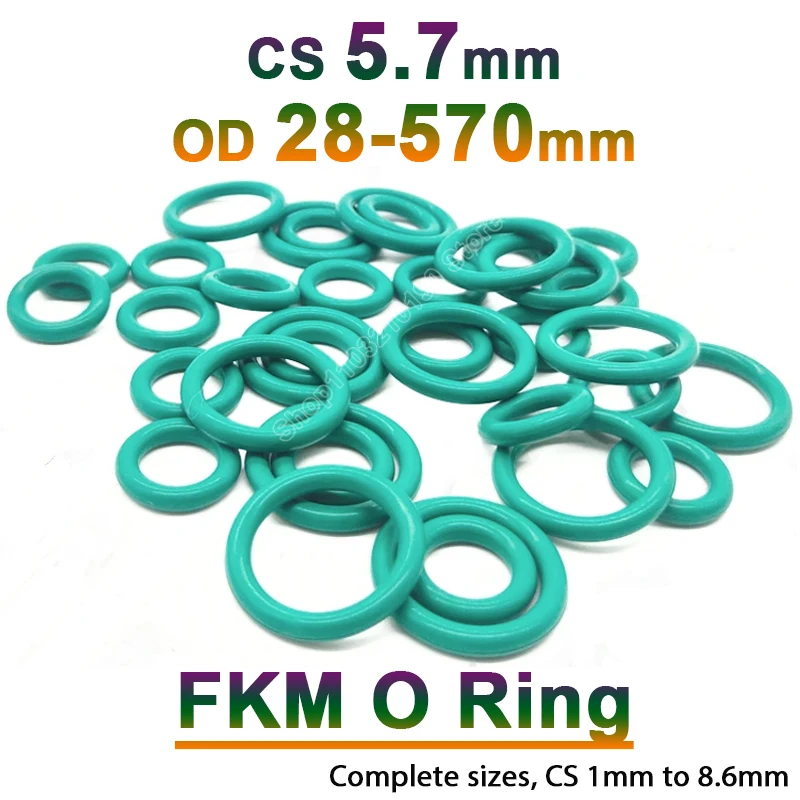 

Green FKM O-Ring 5.7mm Fluororubber FKM Sealing OD 28 30 32 -570mm O Ring Seal Gasket Insulation Oil High Temperature Resistance