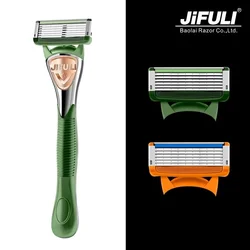 High Quality Men Safety razor 6-Layer Germany Stainless Steel Shaving Blades Manual Shaver Replacing Cutter Head
