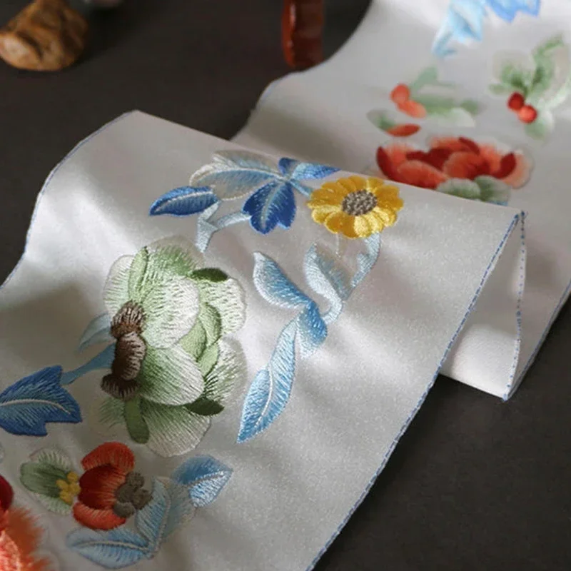 50cm Chinese Embroidered Webbing Lace Retro Embroidery Trim for DIY Hanfu Costume Cushion Curtain Decor Ribbon Accessories