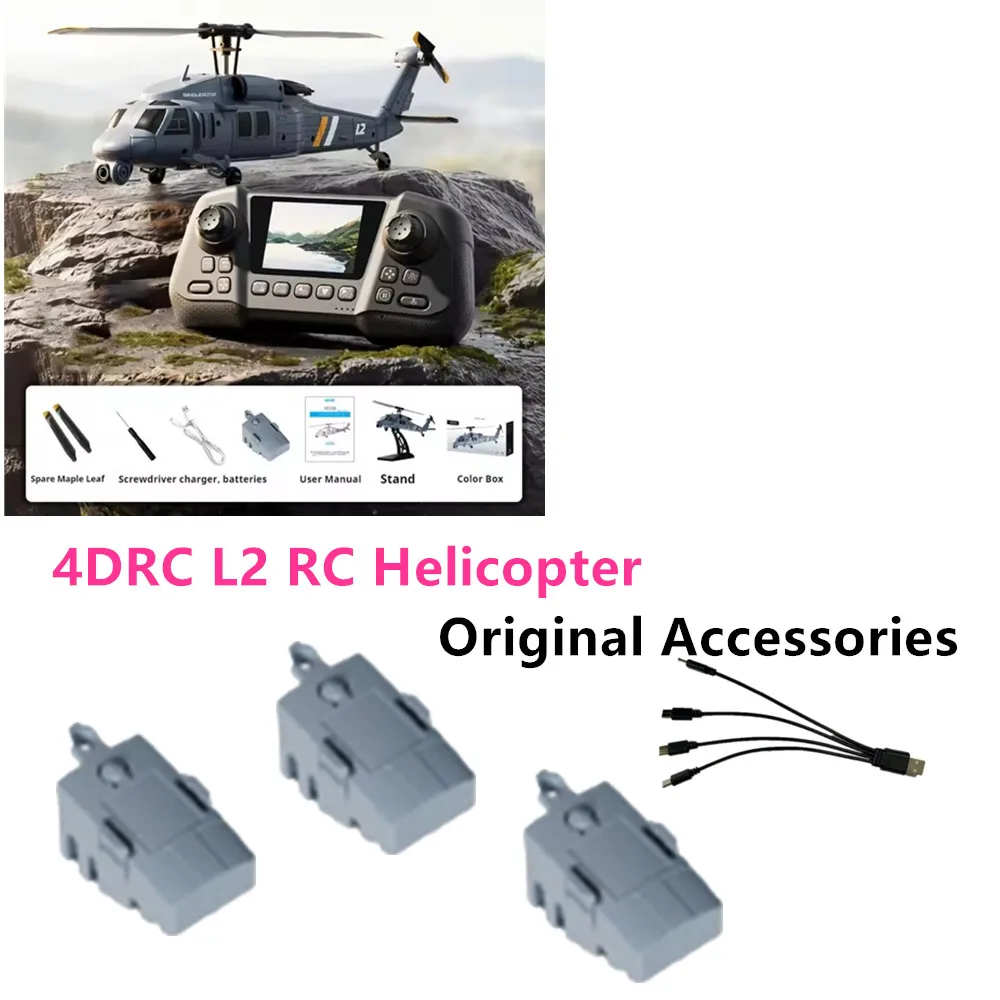4DRC L2 Drone Spare Parts, 3.7V 500mAh LiPo Battery & Charging Cable Original Accessories