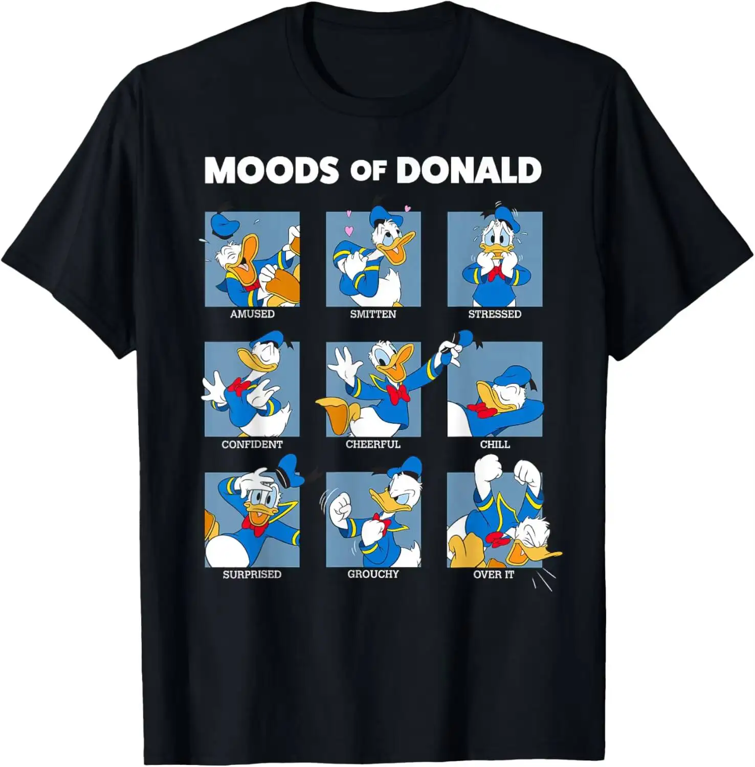 Mickey And Friends Moods Of Donald Duck Short Sleeve T-Shirt Summer Short-Sleeved Breathable Sweat-Wicking Versatile Fashion