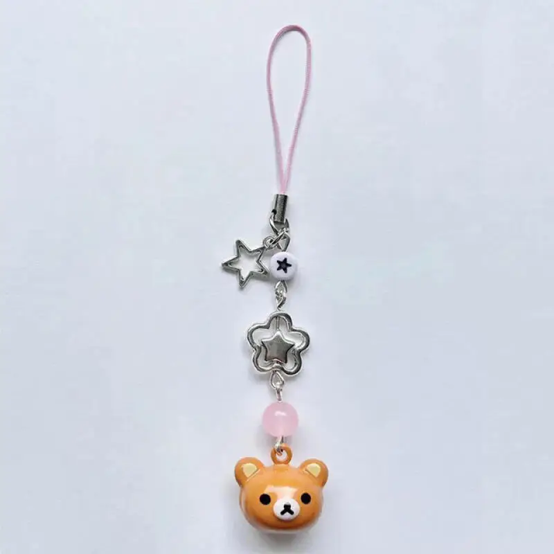 Cute Cartoon Rilakkuma Mobile Phone Hanging Chain Cute Bear Beaded Mobile Phone Chain Pendant Accessories Y2K Hanging Chain