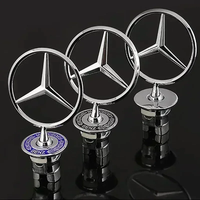 3D Car Front Bonnet Hood Emblem Round Zinc Alloy Badge For Mercedes Benz C E S Class W204 W205 W212 W213 W211 W220 W222 W223