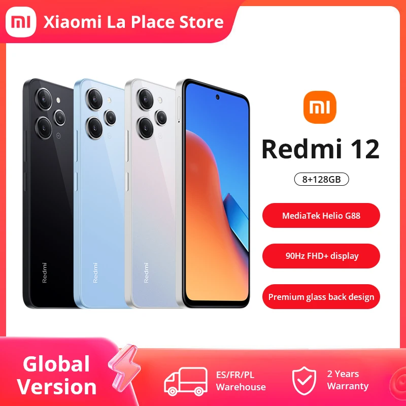 Xiaomi-Smartphone Redmi 12, versión Global, 8 + 128, cámara de 50MP, pantalla de 6,79 pulgadas, 90Hz, MediaTek, Helio G88, ocho núcleos, 5000mAh