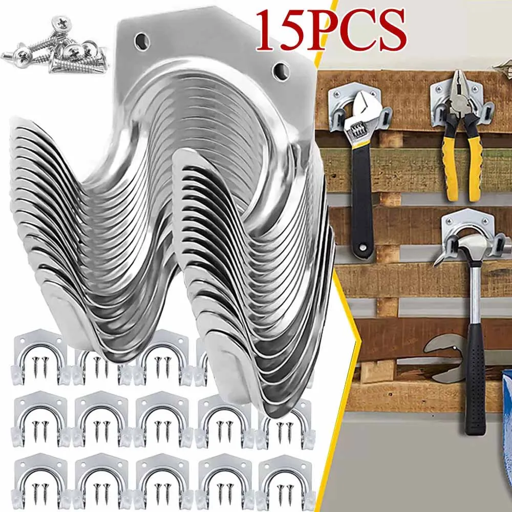 15Pack Stronge Tool Hooks and Mounting Screws For Garage Garden Utility Room Shed Wall Bike Hanging Tool Set