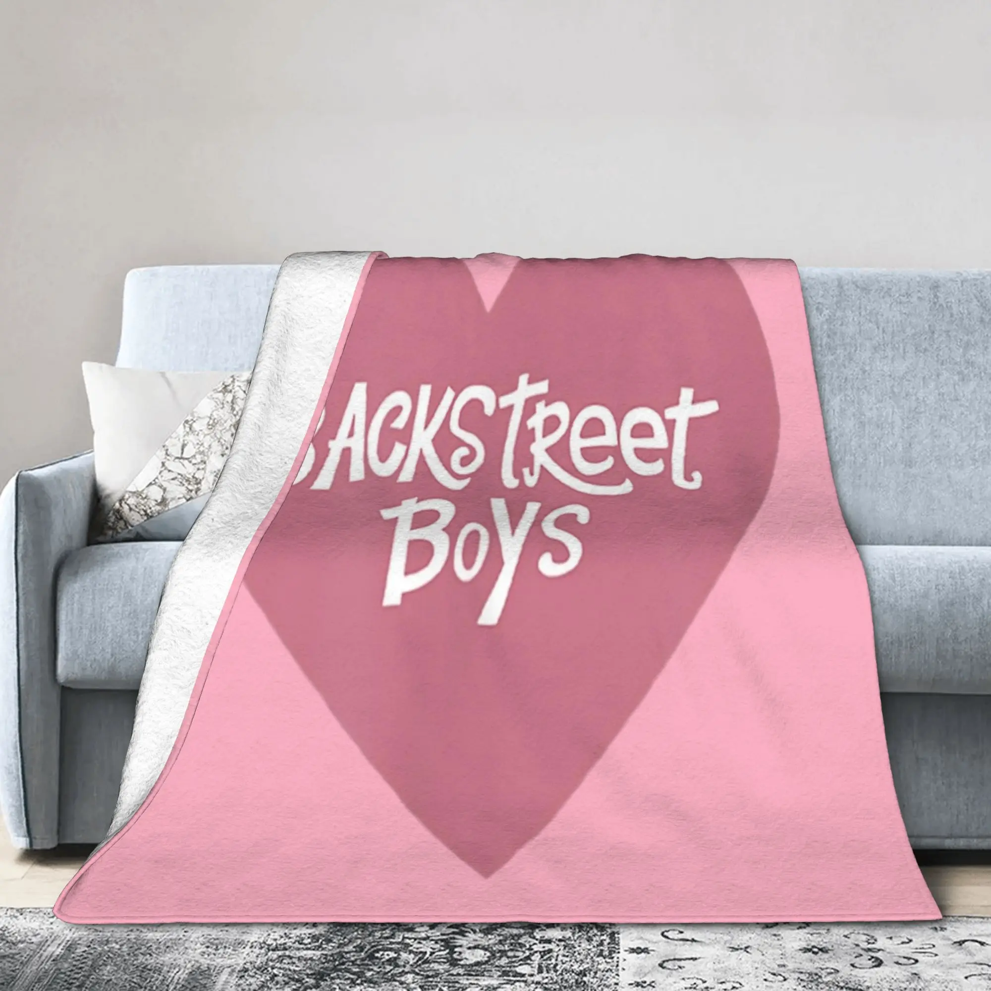 Backstreets Boys Pink Heart Fleece Blanket  Funny Throw Blankets for Home 125*100cm Plush Thin Quilt