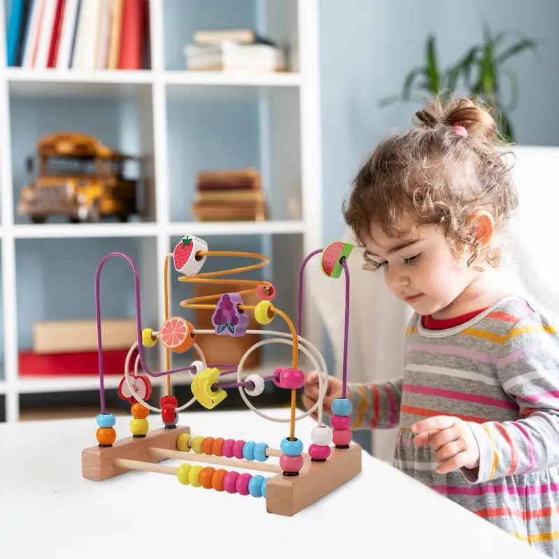 Bead Maze Toy Kids Wooden Montessori Educational Baby Toys Wooden Roller Coaster Abacus Math Puzzle Early Learning Toys for Kids