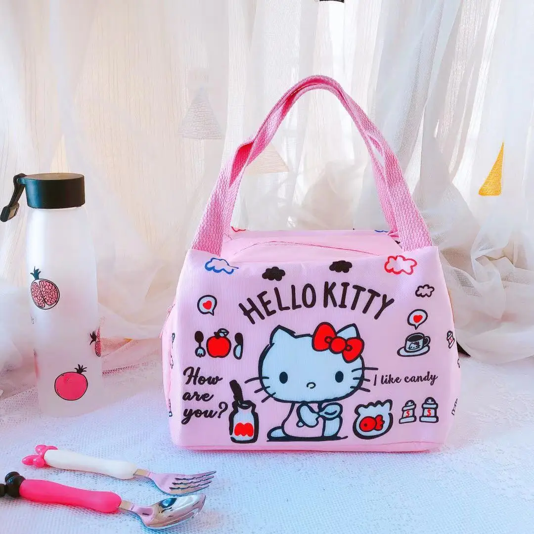 Kawaii Sanrios Cinnamonroll Kuromi My Melody KT cat Cartoon Picnic Insulated Cooler Bags Travel Thermal Child Lunch Box Totes