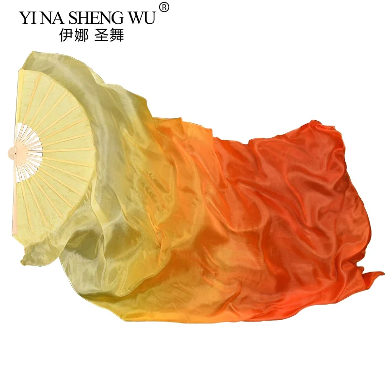 Customized Wholesale 1 Pair 100% Real Silk Fans Belly Dance Silk Fans Classic Size Bamboo Ribs Silk Fans Dance Performance Props