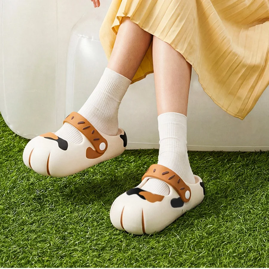 

New cat claw shoes women's closed toe mules clogs summer EVA sandals lovely kitty designer strap slides shoes anti odor sandals