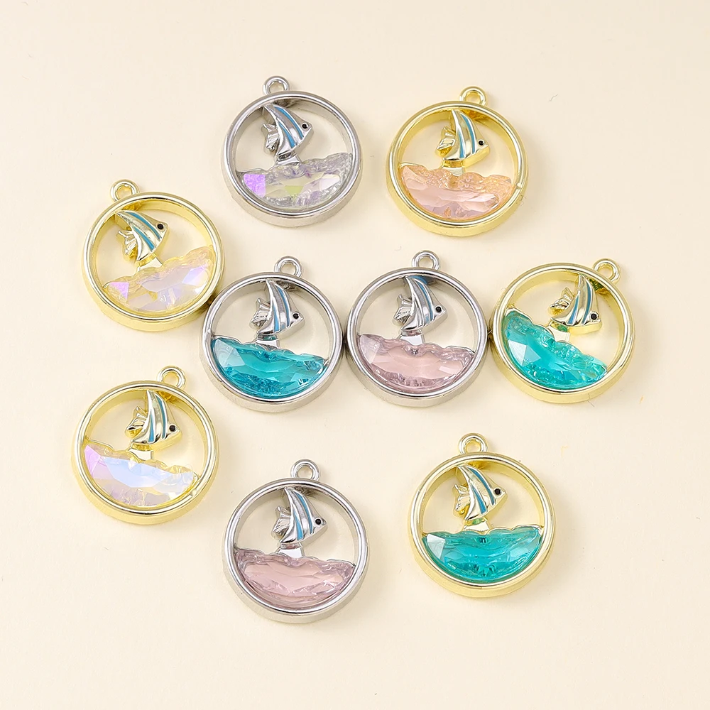 5 Stück schöne CZ Kristall blau Meer Ozean Fisch Charms für Frauen Ohrringe Halsketten handgemachte süße Modeschmuck machen Handwerk
