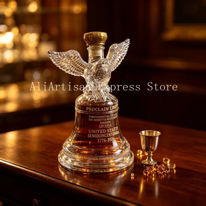 Eagle Bell Crystal Decanter Large Capacity Whiskey Wine Bottle Bar Table Collectible Glass Decor