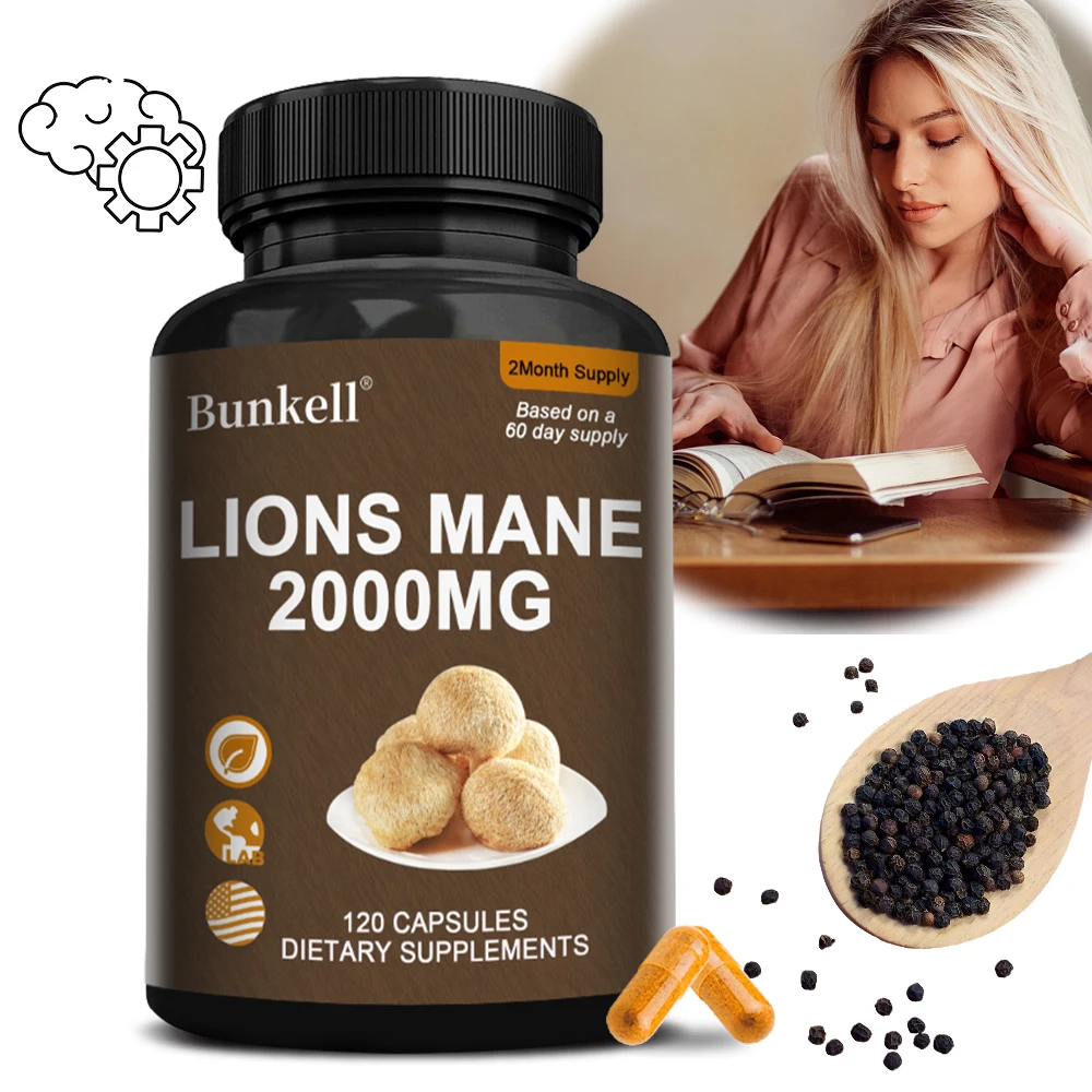 

Mushroom Complex Capsules - Lion's Mane & Reishi Blend, Brain Focus & Immune Support, Mood & Sleep Health, Non-GMO Gluten-Free