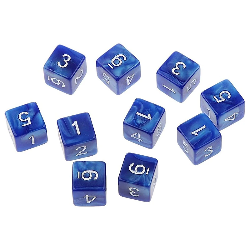 10pcs Color D6 Playing Games Dice Set Opaque Dice For Bar Pub Club Party Board Game Home Party Aeroplane Chess Gaming Dices