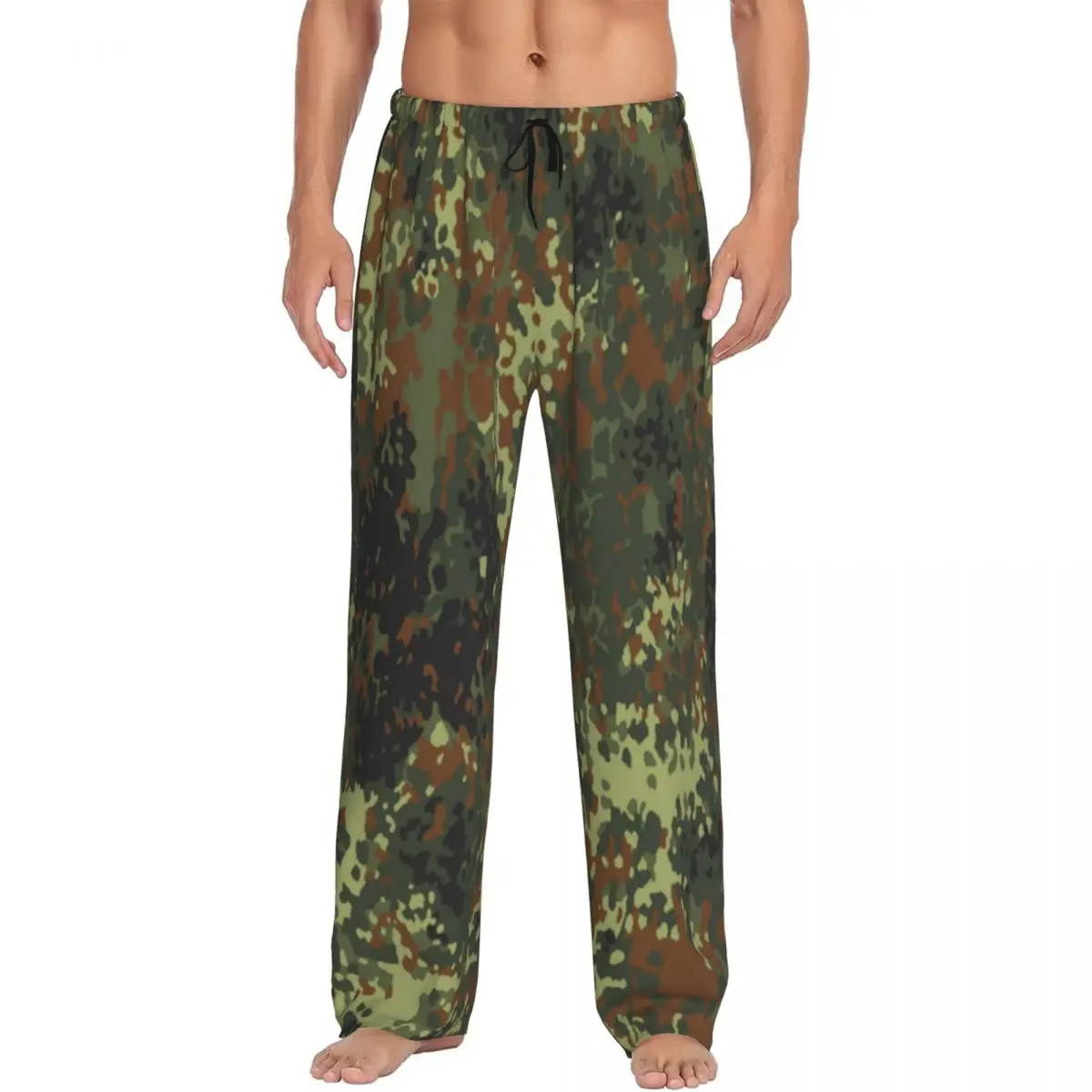 

Custom Flecktarn Camo Pajama Pants Sleepwear Men Elastic Waistband Sleep Lounge Bottoms with Pockets