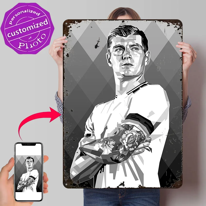 Toni Kroos Portrait FanArt 3D Texture Printed Poster Custom Vintage Metal Tin Plate Sign for Wall Art Office Decor Room House